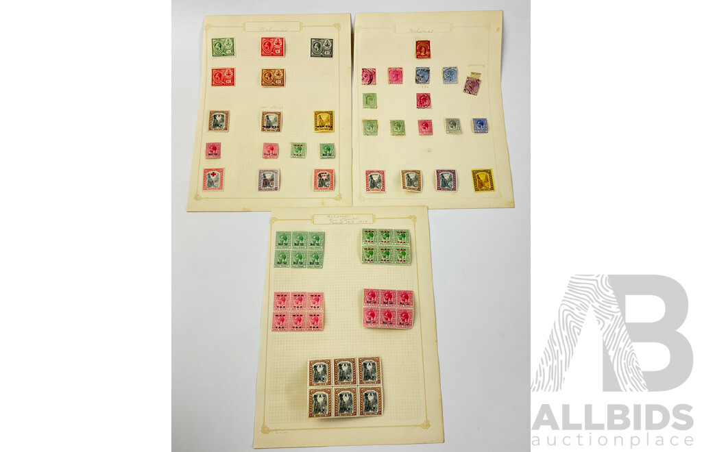 Collection of Bahamas Antique Hinged Stamps Including QV, KEVII, KGV and WW1 Tax Blocks