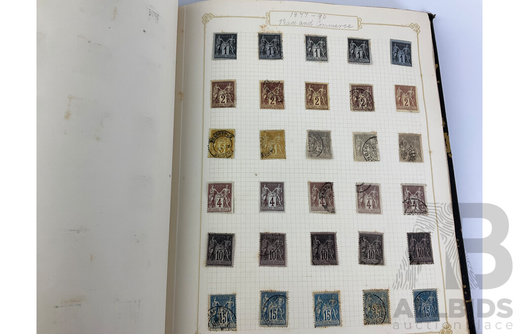 Two Albums of Antique and Vintage Hinged Stamps Including French Colonies, USA, Greece, Papua, United Kingdom, Russia and More
