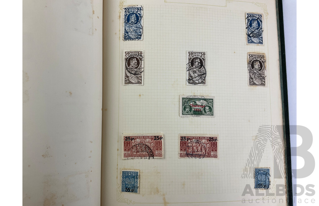 Two Albums of Antique and Vintage Hinged Stamps Including French Colonies, USA, Greece, Papua, United Kingdom, Russia and More