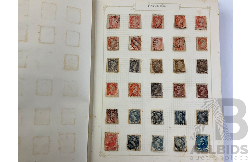 Album of Antique and Vintage Hinged Stamps Including Canada, Germany and Samoa