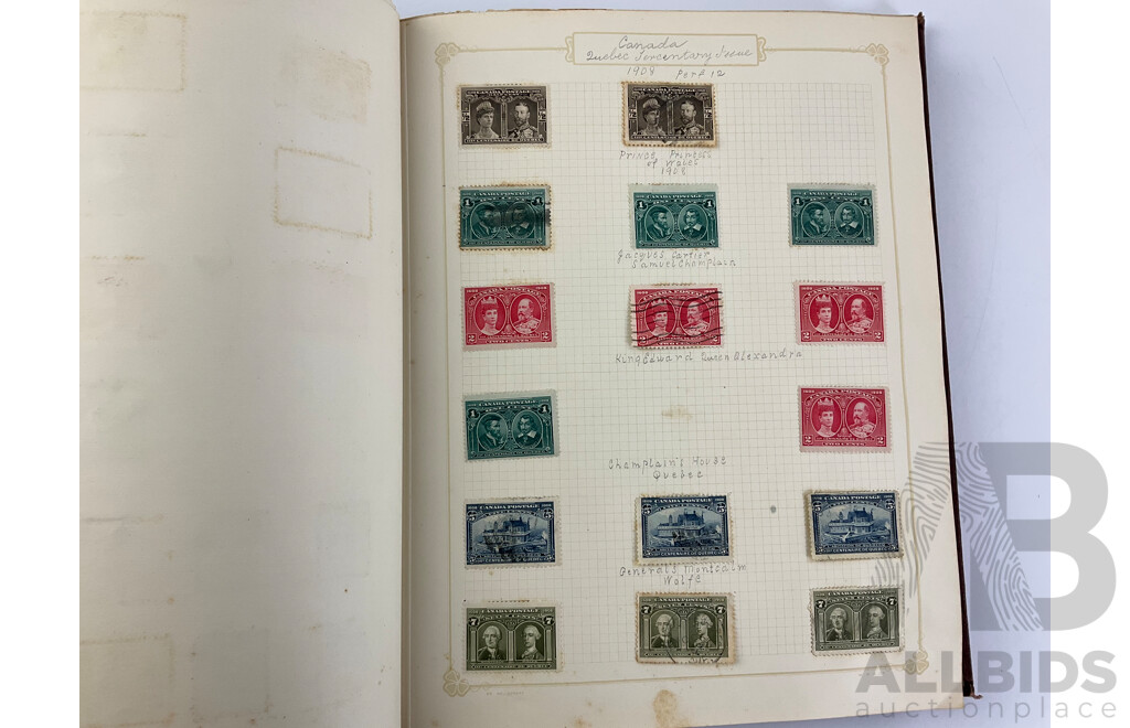 Album of Antique and Vintage Hinged Stamps Including Canada, Germany and Samoa