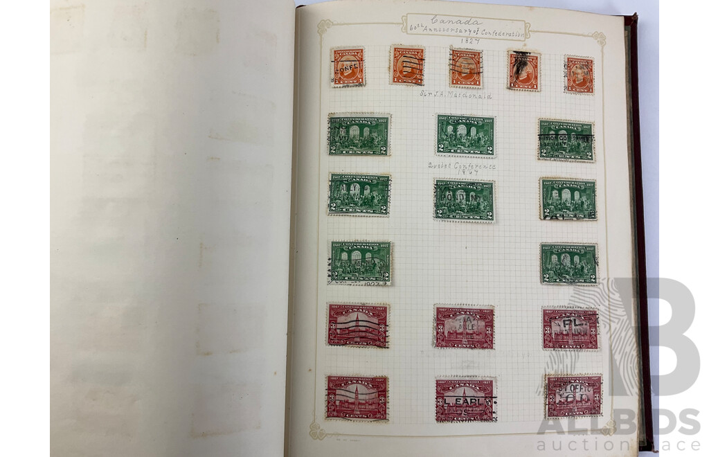 Album of Antique and Vintage Hinged Stamps Including Canada, Germany and Samoa