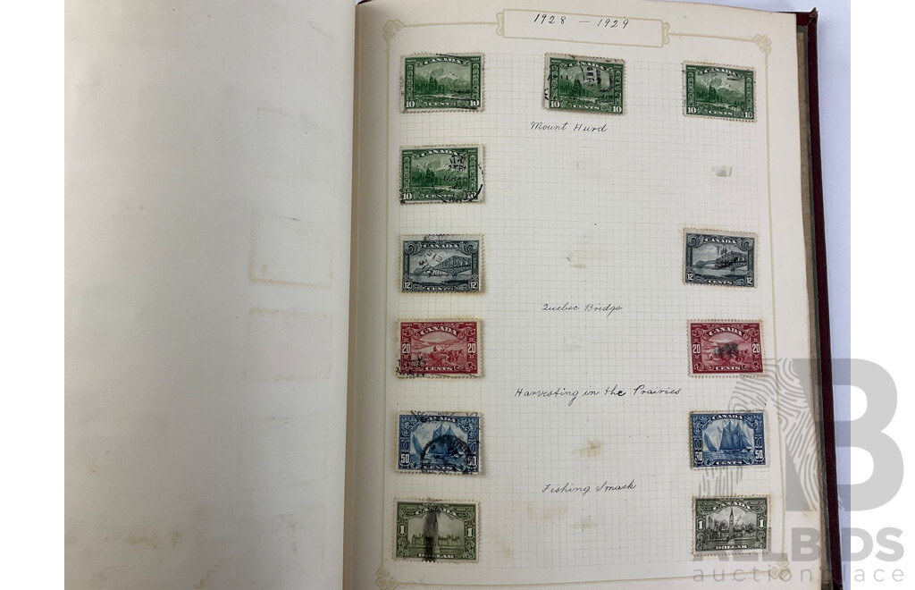 Album of Antique and Vintage Hinged Stamps Including Canada, Germany and Samoa