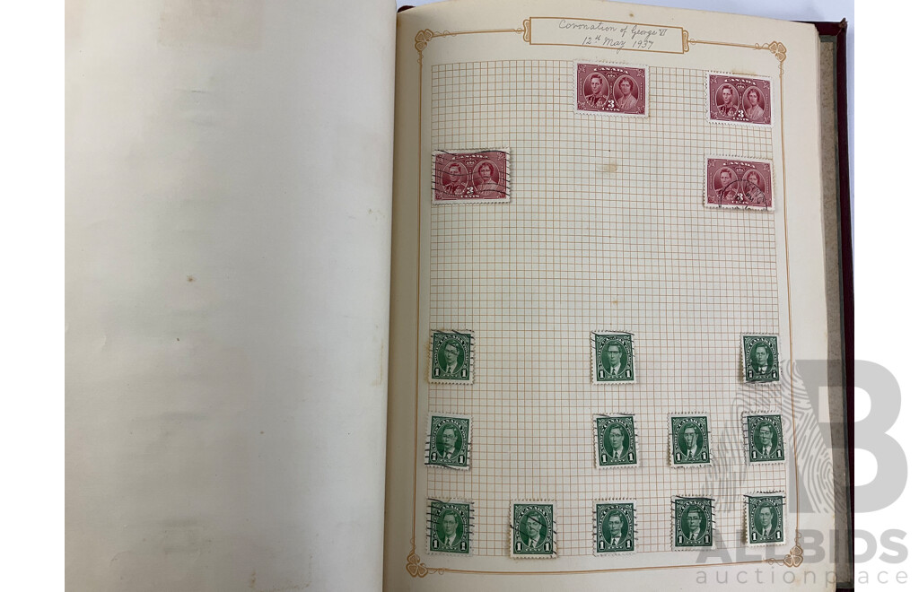 Album of Antique and Vintage Hinged Stamps Including Canada, Germany and Samoa