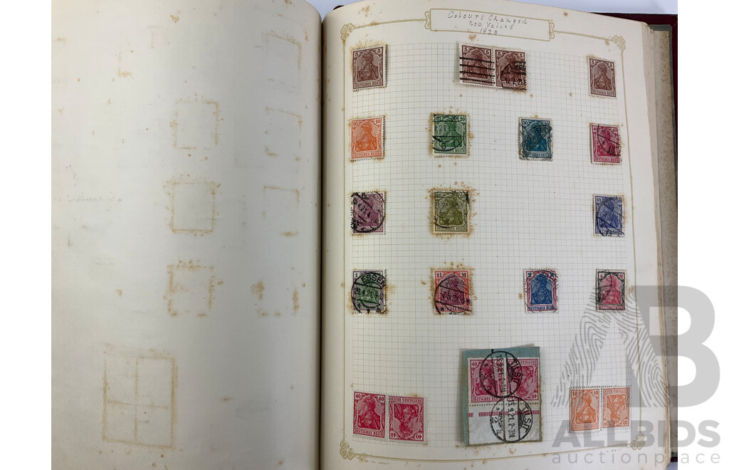 Album of Antique and Vintage Hinged Stamps Including Canada, Germany and Samoa