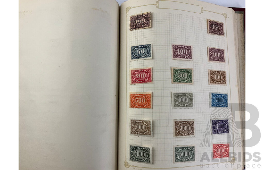 Album of Antique and Vintage Hinged Stamps Including Canada, Germany and Samoa
