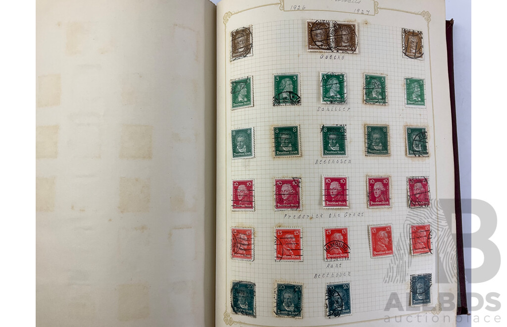 Album of Antique and Vintage Hinged Stamps Including Canada, Germany and Samoa