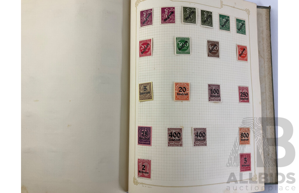 Album of Antique and Vintage Hinged Stamps Including Canada, Germany and Samoa