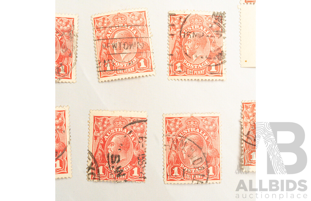 Australian Predecimal Stamps Including 1924 KGV Hinged/Blocks, T.S Harrison and A.J Mullett Printers, Crown Over 'A' Water Marks and 1930 Sturt Explorer Centenary Block