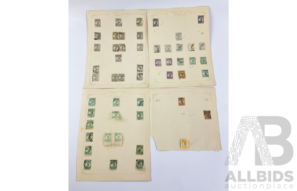 Australian 1914 - 1919 Kangaroo on Map Stamps, Crown Over 'A' - Sideways Water Marks, MInt Hinged Pair One Shilling Â.J Mullett Printers, 2D to 5/