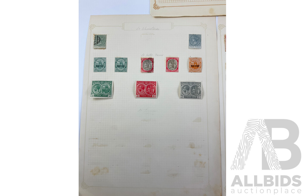 Collection of Old Commonwealth Stamps, Mint Hinged, Cancelled Including British South Africa/Rhodesia Overprints, St Kitts Nevis War Stamp, St Lucia War Tax, Southern Nigeria QV, KGV,