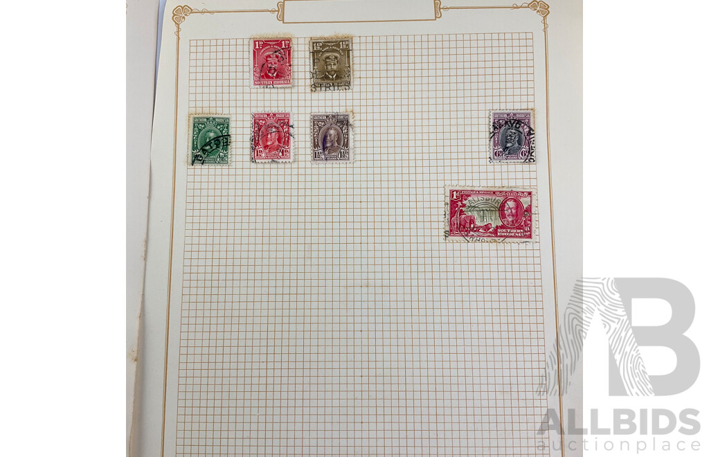 Collection of Old Commonwealth Stamps, Mint Hinged, Cancelled Including British South Africa/Rhodesia Overprints, St Kitts Nevis War Stamp, St Lucia War Tax, Southern Nigeria QV, KGV,