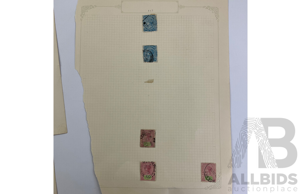 Australian Tasmania Pre Federation/Predecimal Stamps Including Mint/Hinged and Overprints, QV, Tasman's Arch, Mount Wellington, Lake Marion, Hand Cancel