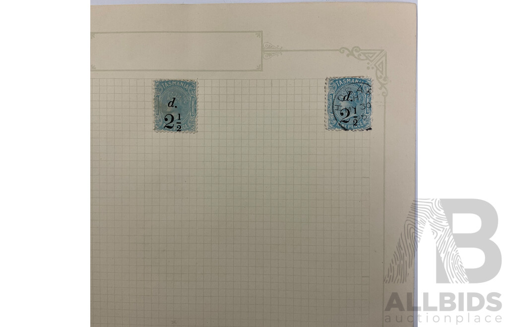 Australian Tasmania Pre Federation/Predecimal Stamps Including Mint/Hinged and Overprints, QV, Tasman's Arch, Mount Wellington, Lake Marion, Hand Cancel