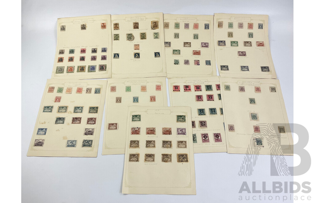 Collection of Poland 1918-1919 Stamps Including German Occupation Surcharge, Over Prints, Austrian Military, Imperfs