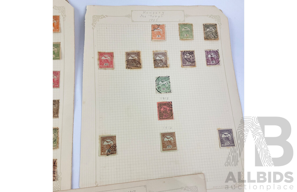 Collection of Hungary Late 1870's to 1910's Stamps Including Over Prints, Charity Stamps, Kronen Currency