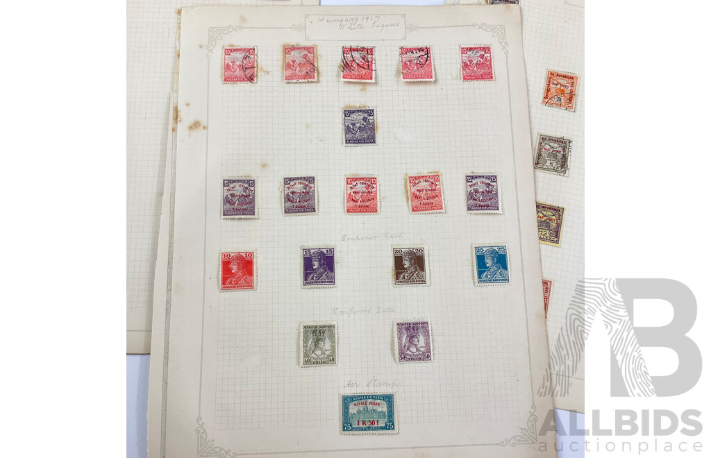 Collection of Hungary Late 1870's to 1910's Stamps Including Over Prints, Charity Stamps, Kronen Currency
