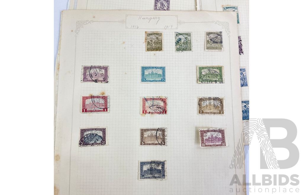 Collection of Hungary Late 1870's to 1910's Stamps Including Over Prints, Charity Stamps, Kronen Currency