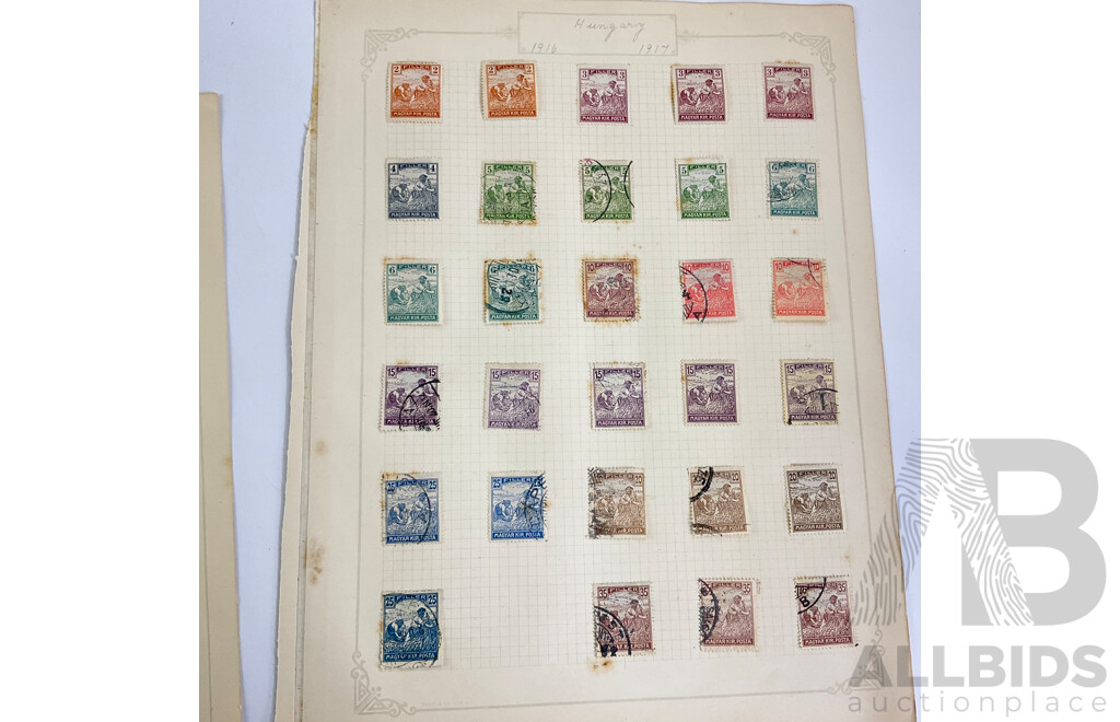 Collection of Hungary Late 1870's to 1910's Stamps Including Over Prints, Charity Stamps, Kronen Currency