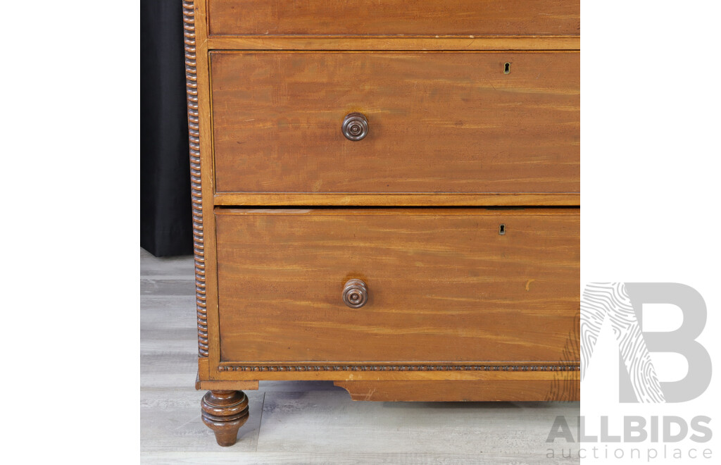 Victorian Flame Mahogany Six Drawer Chest