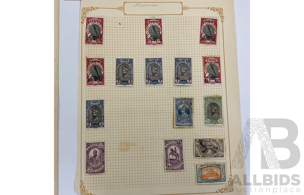 Collection of Antique and Vintage Stamps Including Abyssinia, Crete, Iceland, Andorra, Austria, Yugoslavia, Part Sets and Over Prints