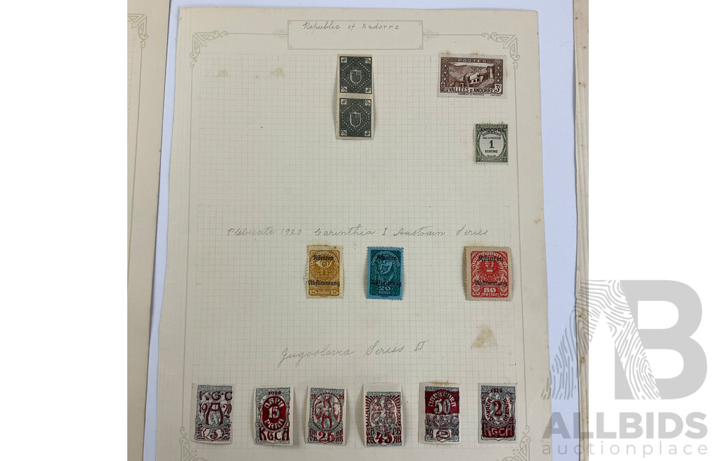 Collection of Antique and Vintage Stamps Including Abyssinia, Crete, Iceland, Andorra, Austria, Yugoslavia, Part Sets and Over Prints
