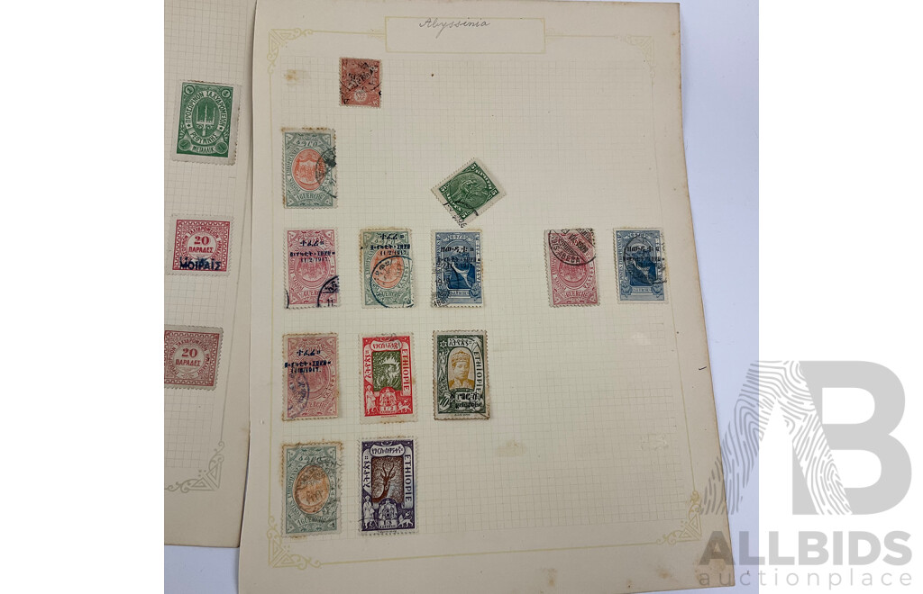 Collection of Antique and Vintage Stamps Including Abyssinia, Crete, Iceland, Andorra, Austria, Yugoslavia, Part Sets and Over Prints