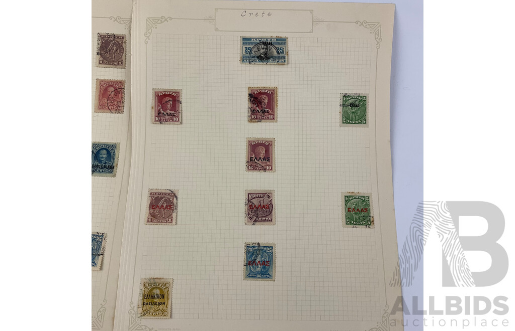 Collection of Antique and Vintage Stamps Including Abyssinia, Crete, Iceland, Andorra, Austria, Yugoslavia, Part Sets and Over Prints