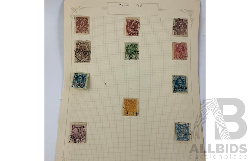 Collection of Antique and Vintage Stamps Including Abyssinia, Crete, Iceland, Andorra, Austria, Yugoslavia, Part Sets and Over Prints
