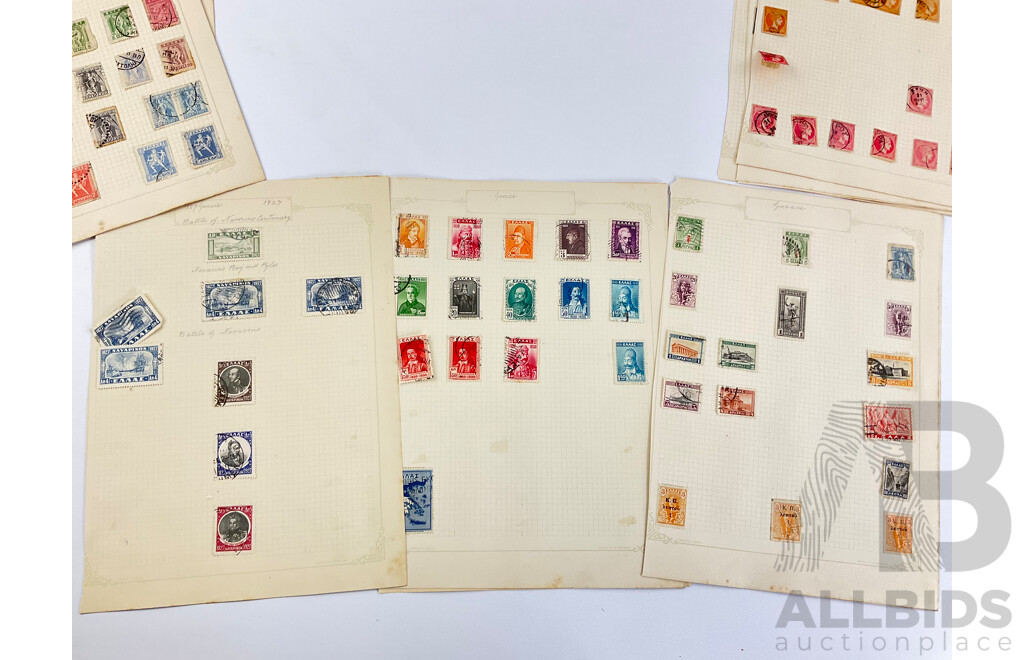 Collection of Antique Greek Stamps Including 1896 Olympic Games Issue, Part Sets, Imperfs, Over Prints