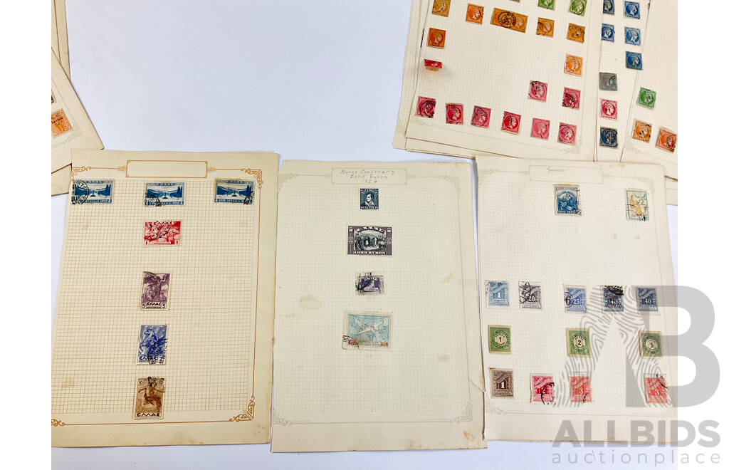 Collection of Antique Greek Stamps Including 1896 Olympic Games Issue, Part Sets, Imperfs, Over Prints