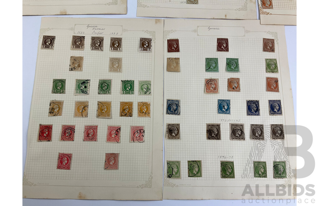 Collection of Antique Greek Stamps Including 1896 Olympic Games Issue, Part Sets, Imperfs, Over Prints