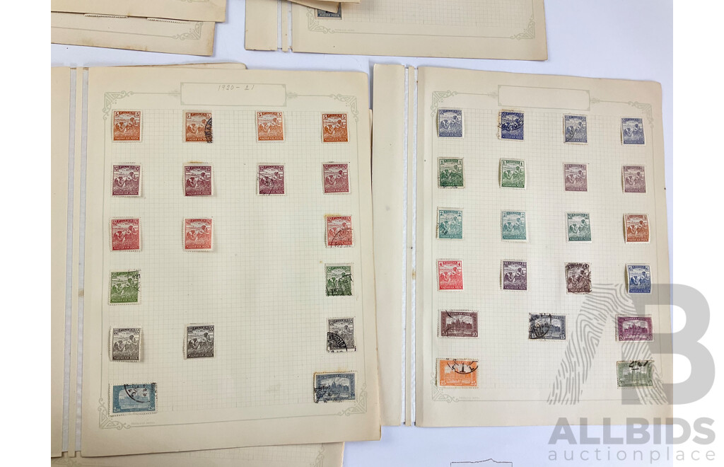 Hungarian Antique and Vintage Stamps Including WW1/French Occupation Overprints, Twenty Five to Ten Thousand Korona, Part Sets, Hinged Mint, Cancelled