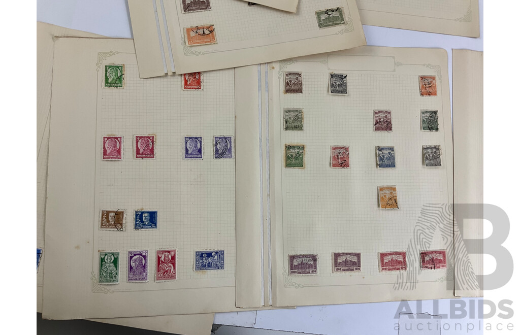 Hungarian Antique and Vintage Stamps Including WW1/French Occupation Overprints, Twenty Five to Ten Thousand Korona, Part Sets, Hinged Mint, Cancelled