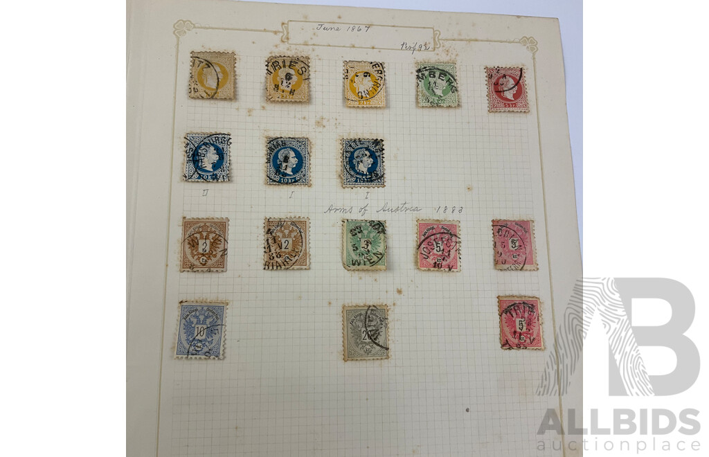 Austrian Antique Stamps, Examples From 1850 to 1910 Including Mint Hinged, Block, Part Sets