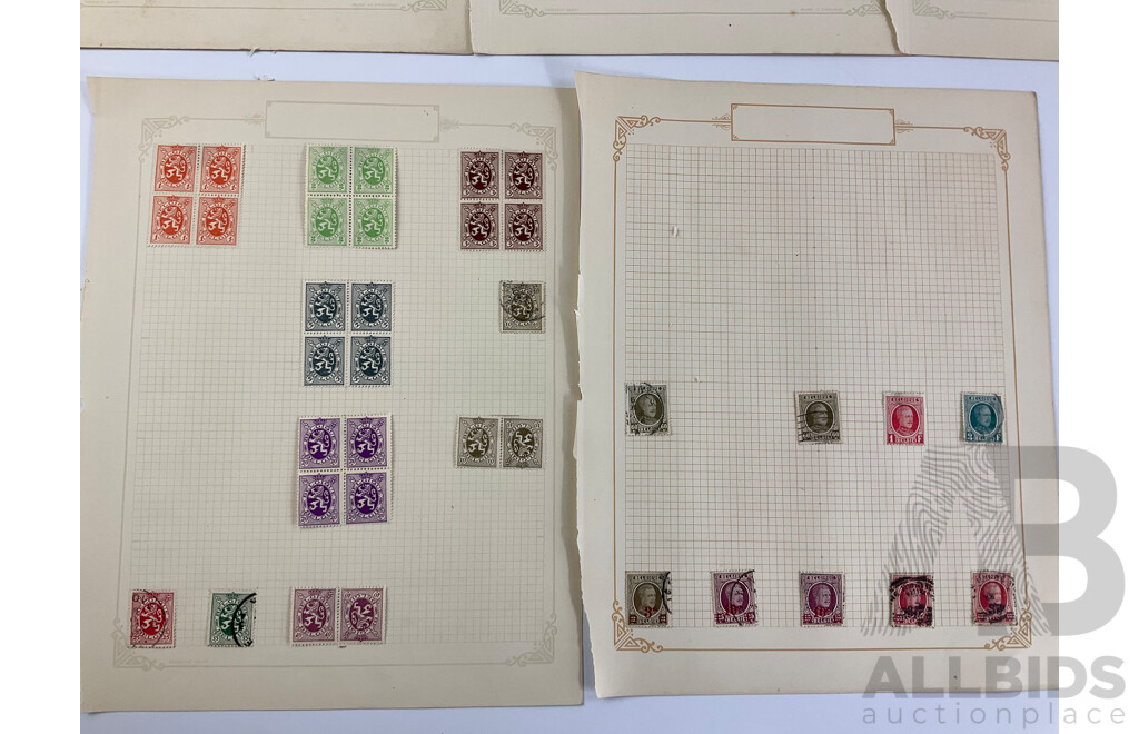 Collection of Belgium Antique and Vintage Stamps Examples From 1860's to 1934 Including Mint Hinged Blocks and Overprints