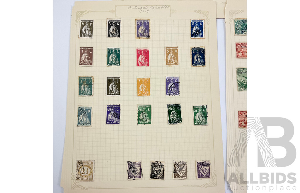 Collection of Portugal Antique Stamps Examples From 1880's to 1920's Including Overprints and Part Sets