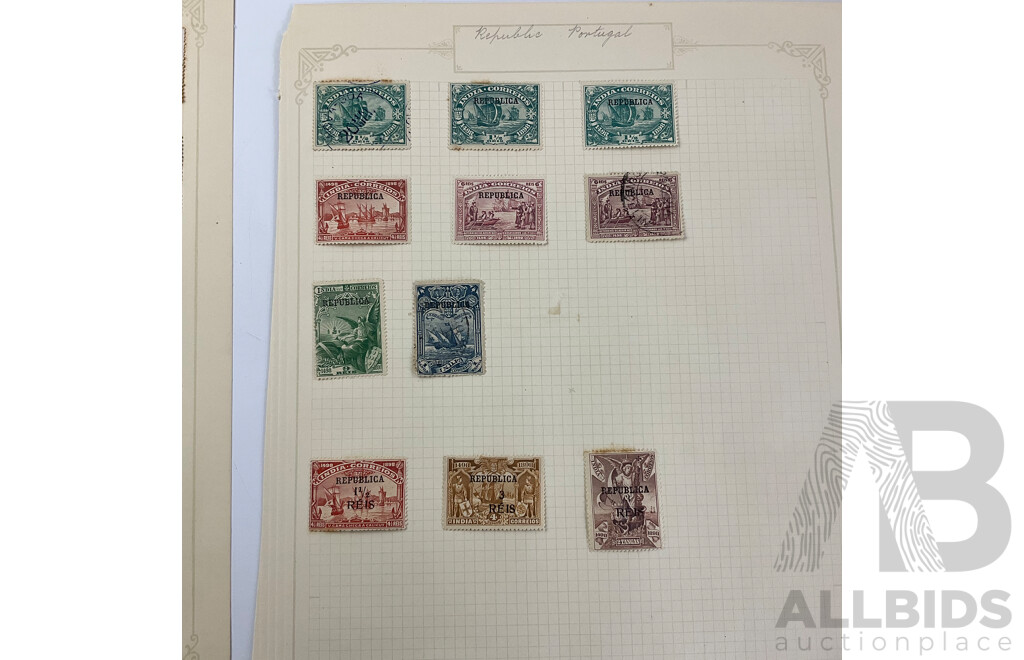 Collection of Portugal Antique Stamps Examples From 1880's to 1920's Including Overprints and Part Sets