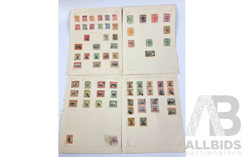 Collection of Brunei/Borneo Antique and Vintage Stamps Including British Protectorate Overprints, Postage Due