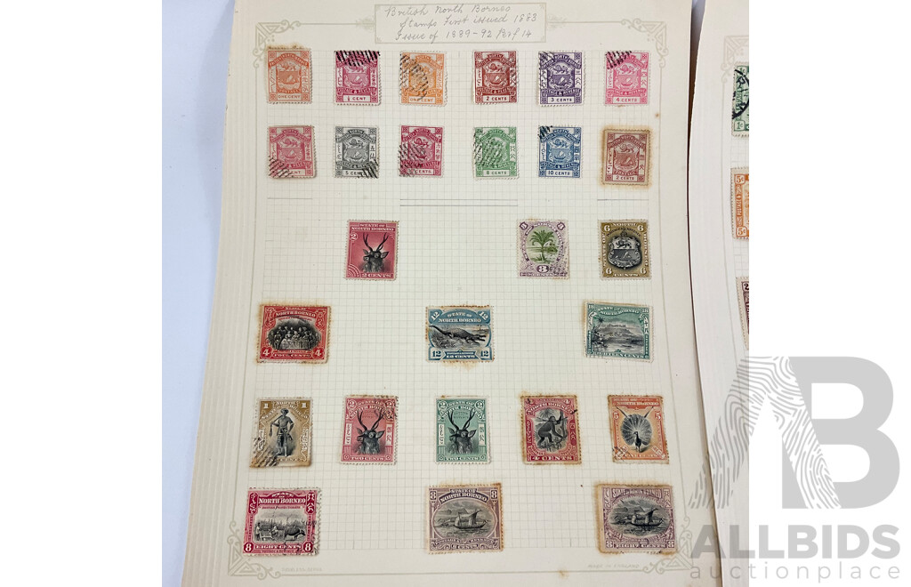 Collection of Brunei/Borneo Antique and Vintage Stamps Including British Protectorate Overprints, Postage Due