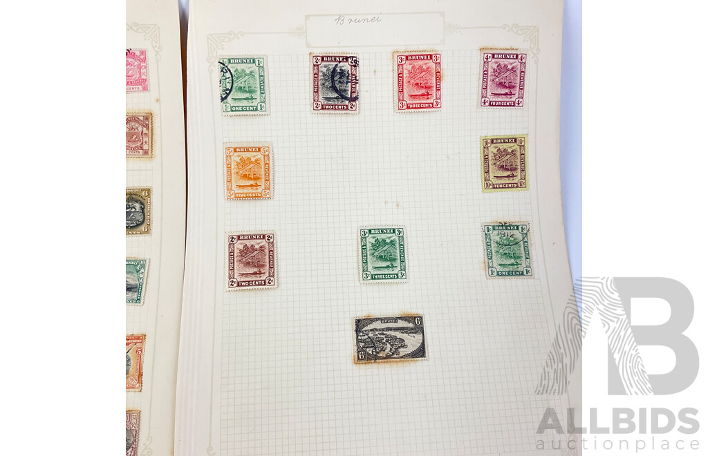 Collection of Brunei/Borneo Antique and Vintage Stamps Including British Protectorate Overprints, Postage Due