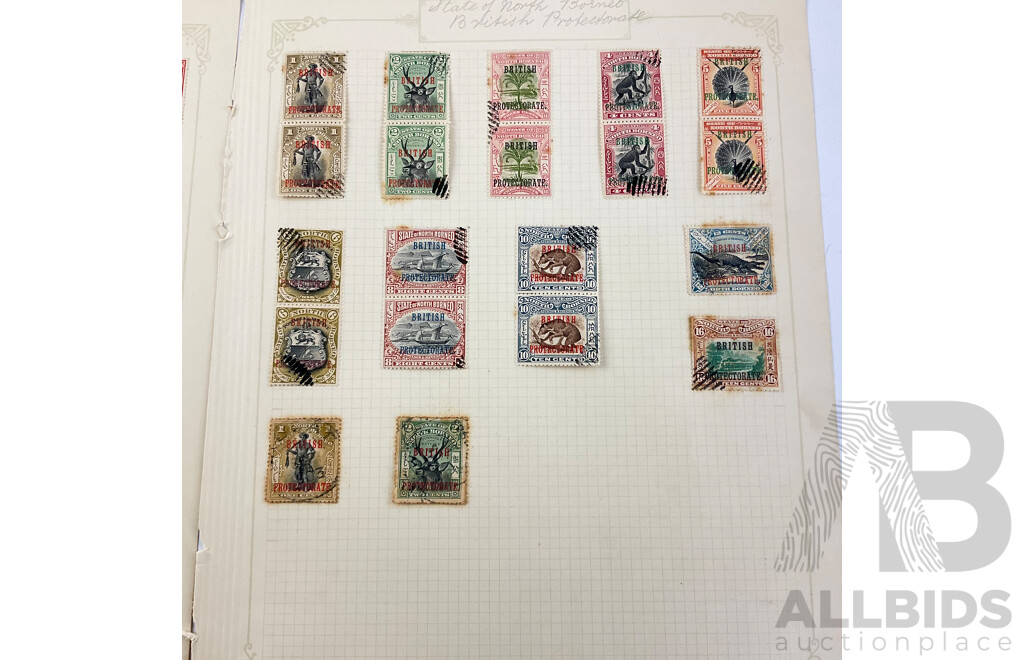 Collection of Brunei/Borneo Antique and Vintage Stamps Including British Protectorate Overprints, Postage Due
