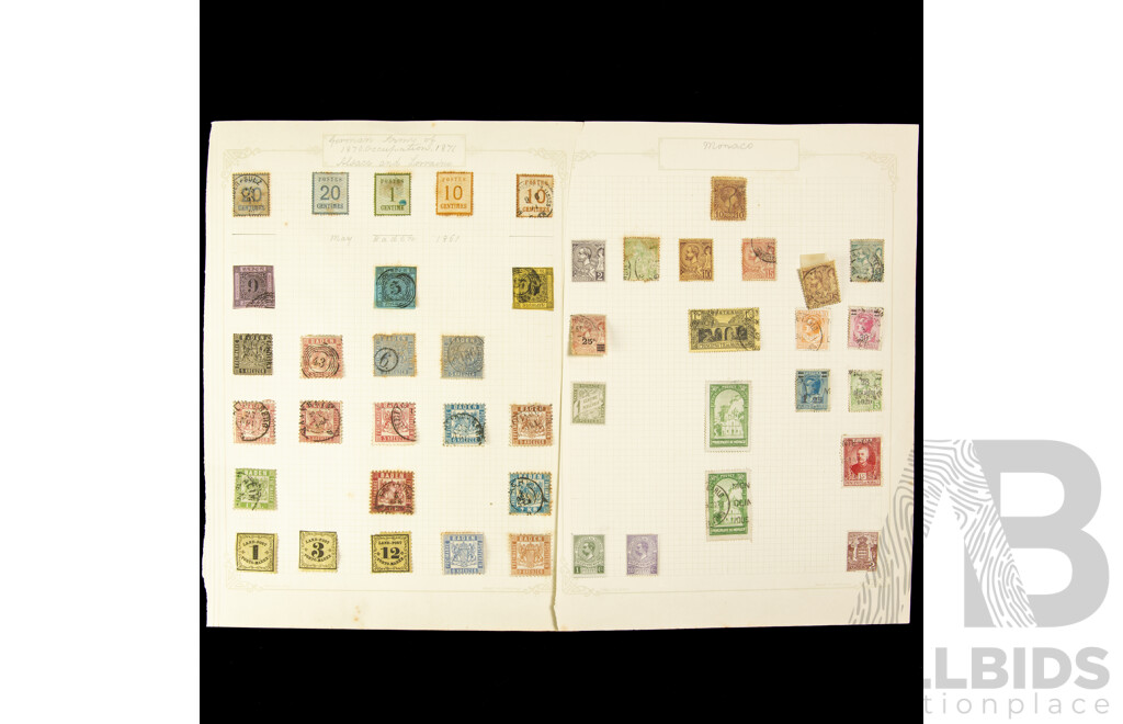 Baden/German 1851 Stamps, Franco-Prussian War Stamps, Monaco Stamps Spanning 1890's to 1920 Including Over Prints