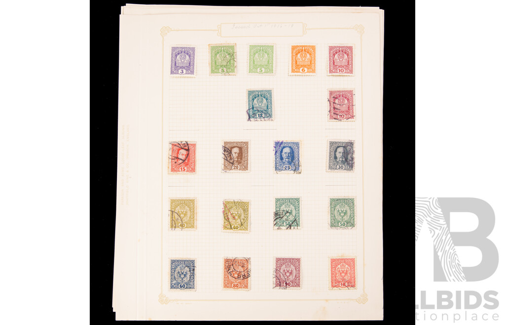 Collection of Austrian Stamps, Examples Spanning 1916 to 1920's Including Over Prints and Part Sets
