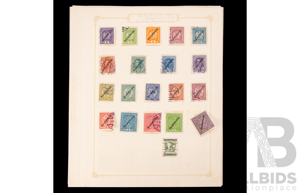 Collection of Austrian Stamps, Examples Spanning 1916 to 1920's Including Over Prints and Part Sets