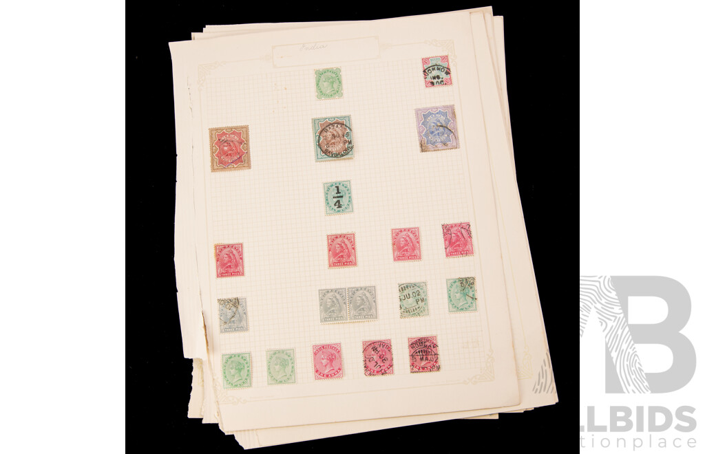 Collection of India Stamps, Examples Spanning 1854 to 1930's Including QV, KEVII, KGV, KGVI, Chamba State, Walior, Jind, Patiala State, Service, Over Prints and Part/Sets