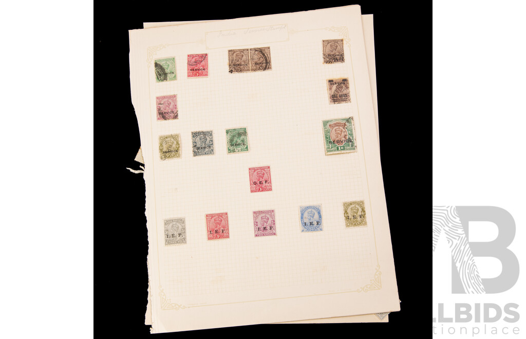 Collection of India Stamps, Examples Spanning 1854 to 1930's Including QV, KEVII, KGV, KGVI, Chamba State, Walior, Jind, Patiala State, Service, Over Prints and Part/Sets