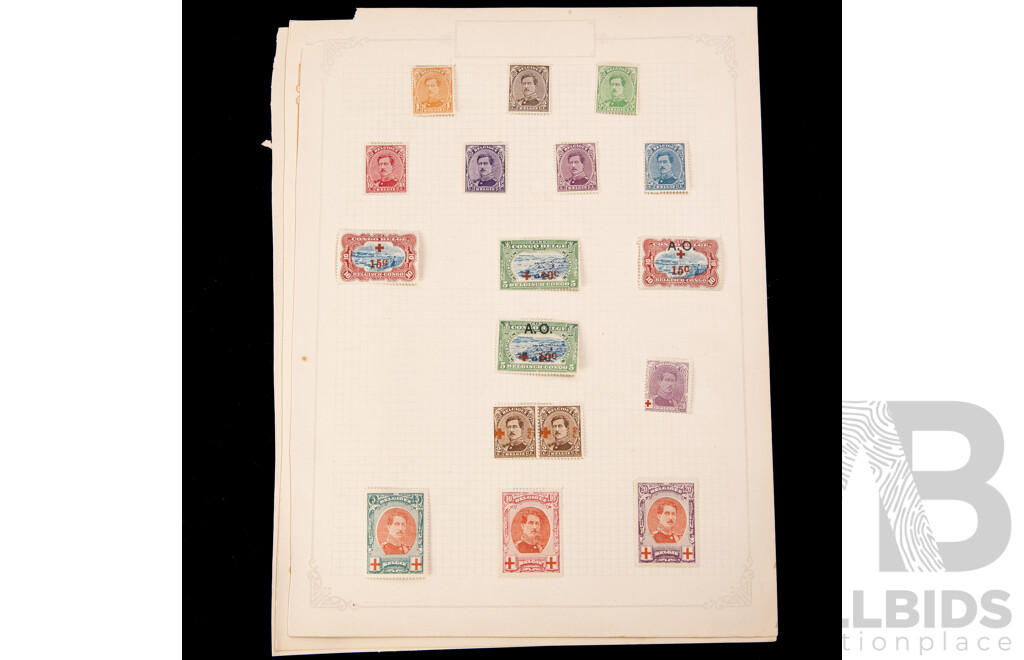 Collection of Belgium, Belgium/Congo Stamps, Examples Spanning 1910's to 1930's Including German Occupation, King Leopold III, Eupen, Ruanda Urundi Over Prints, Part Sets