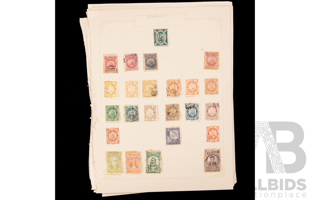 Collection of Argentina, Antioquia/United States of Colombia Stamps, Examples Spanning 1860's to 1920's Including Imperfs, Hand Cancel, Over Prints, Part Sets
