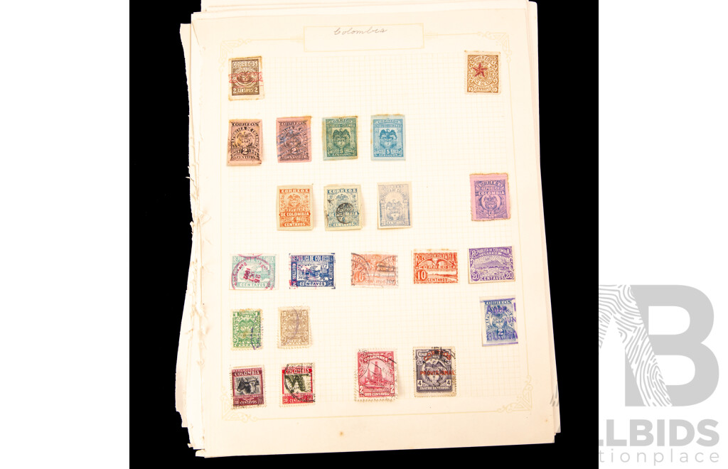Collection of Argentina, Antioquia/United States of Colombia Stamps, Examples Spanning 1860's to 1920's Including Imperfs, Hand Cancel, Over Prints, Part Sets